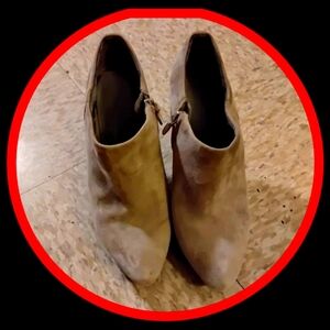 INC International Concepts Tan Suede High Heels w/Side Zip